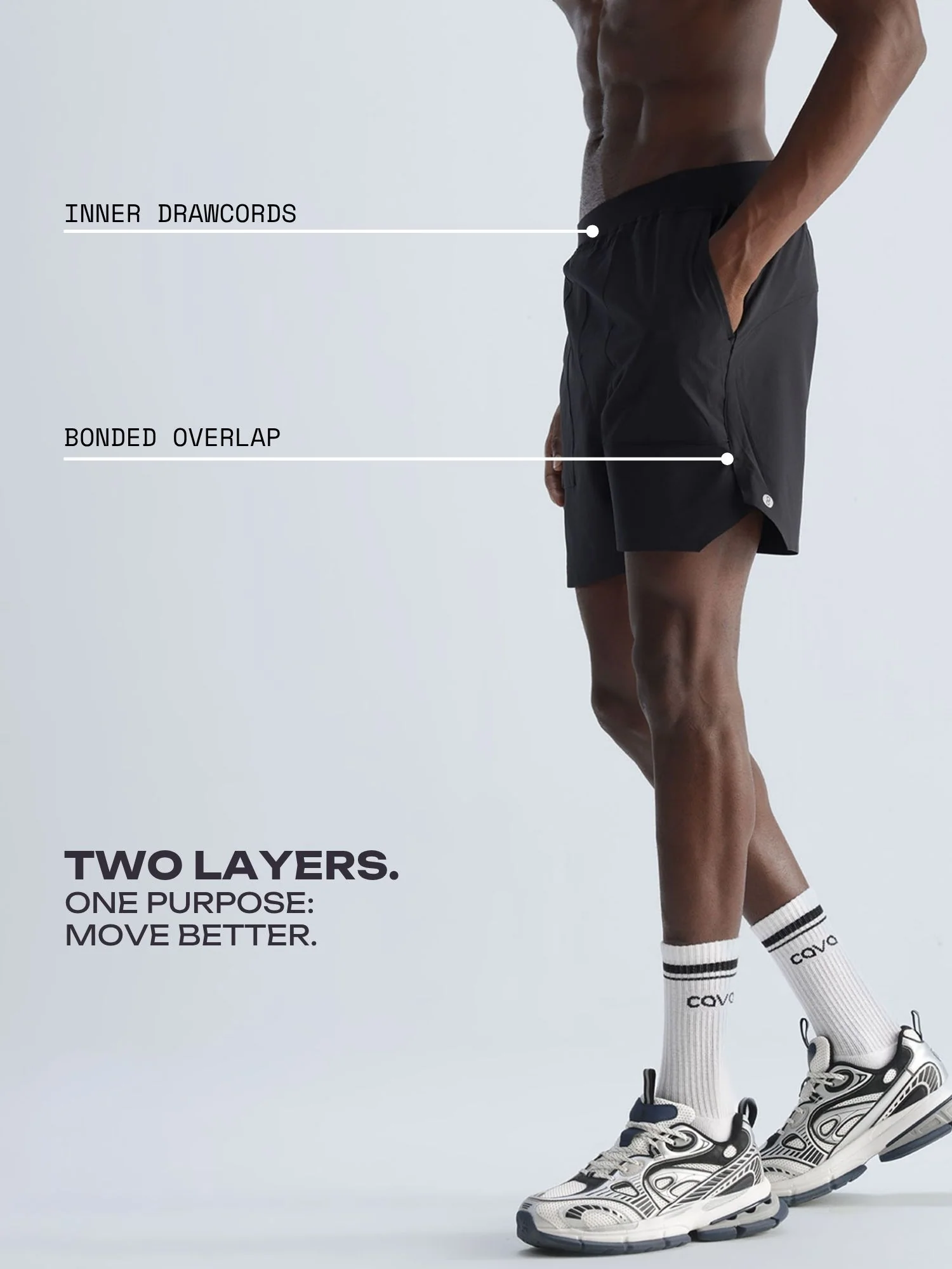 Black 5" Double Layer Rift Shorts - Image 3