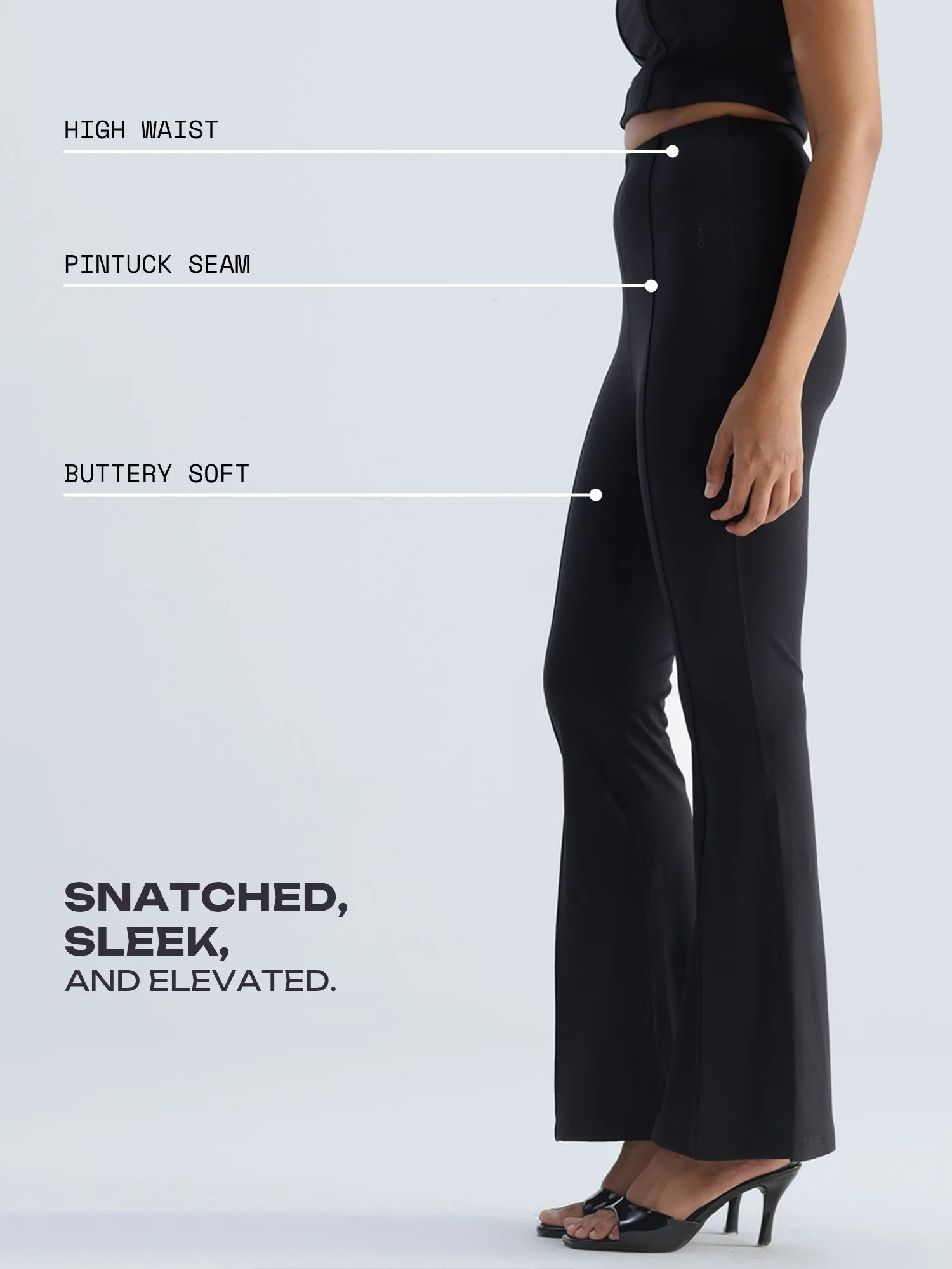 Black Pintuck Flared Pants - Image 3