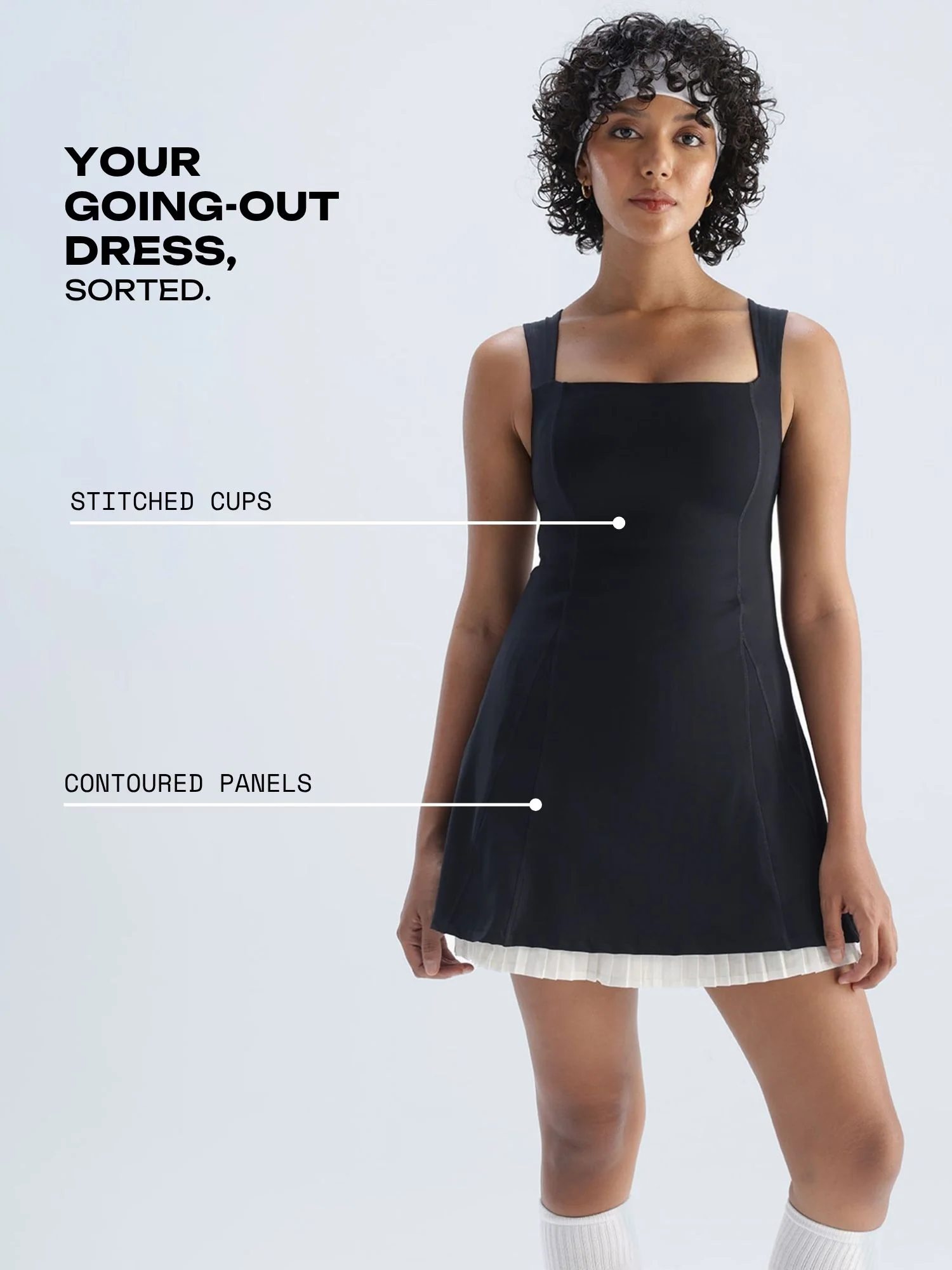 Black Pleated Mini Dress - Image 3