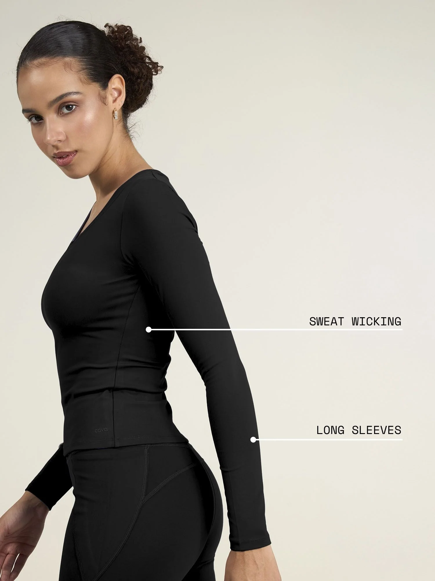 Black Sculpt V-Neck Top - Image 4