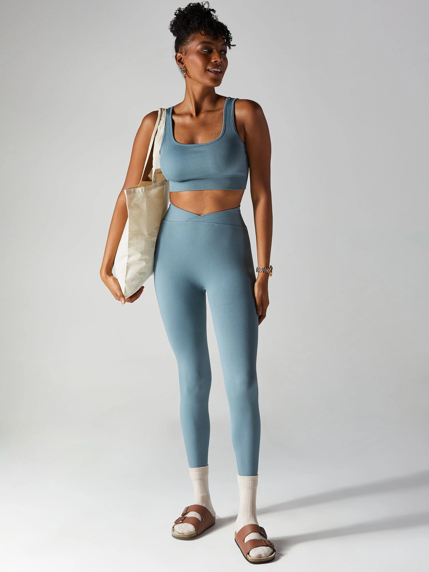 Blue-grey Aspire V-Waist Leggings - Image 6
