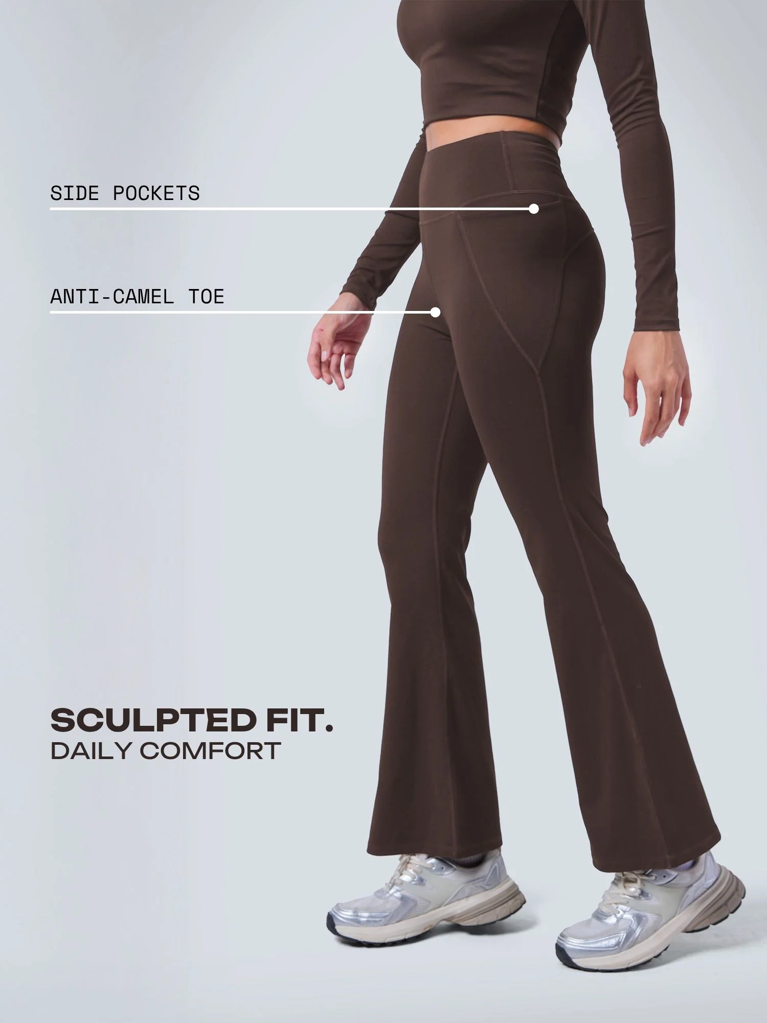 Brown Sculpt Bootcut Leggings - Image 3