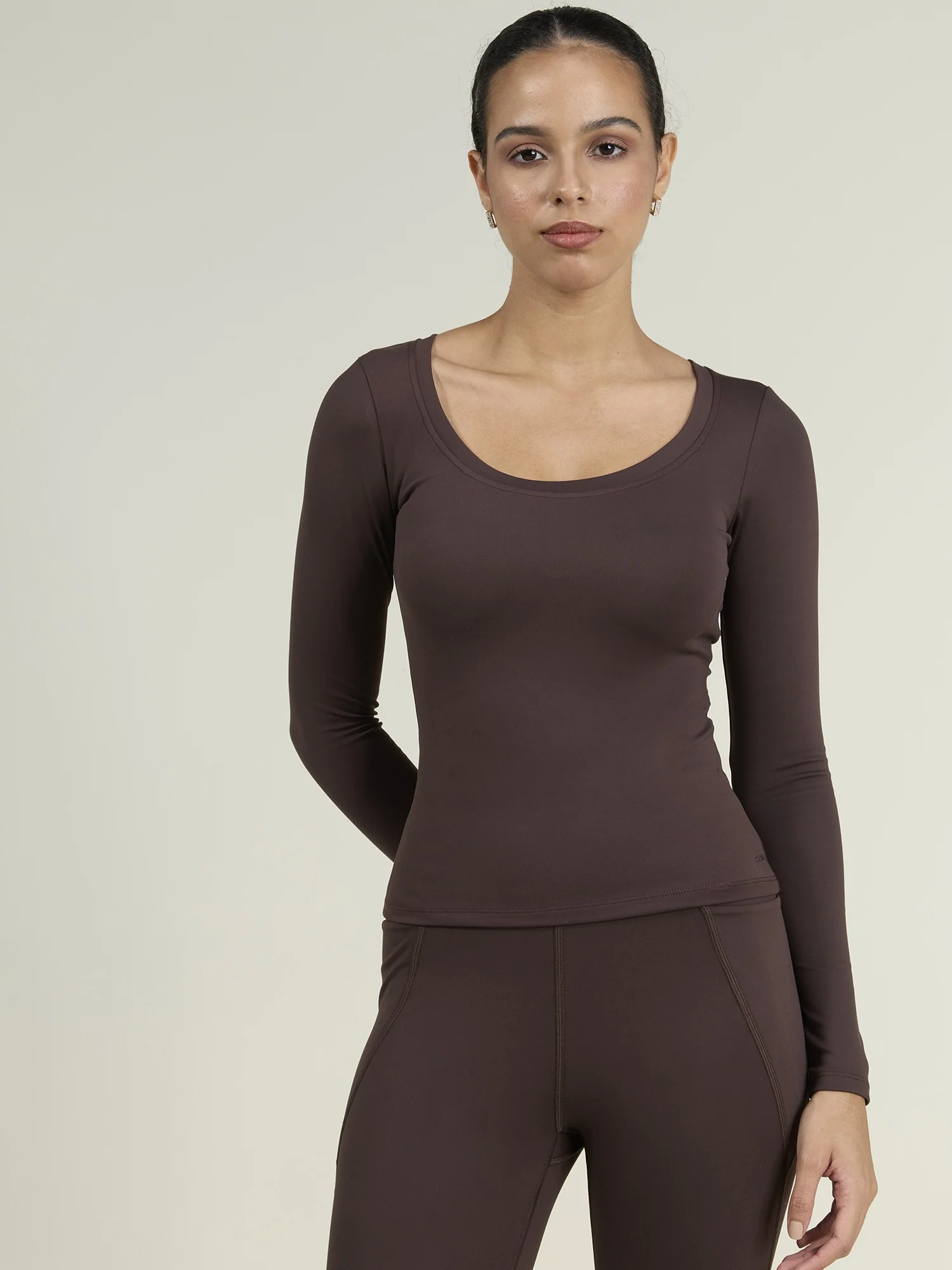 Brown Sculpt Scoop Top