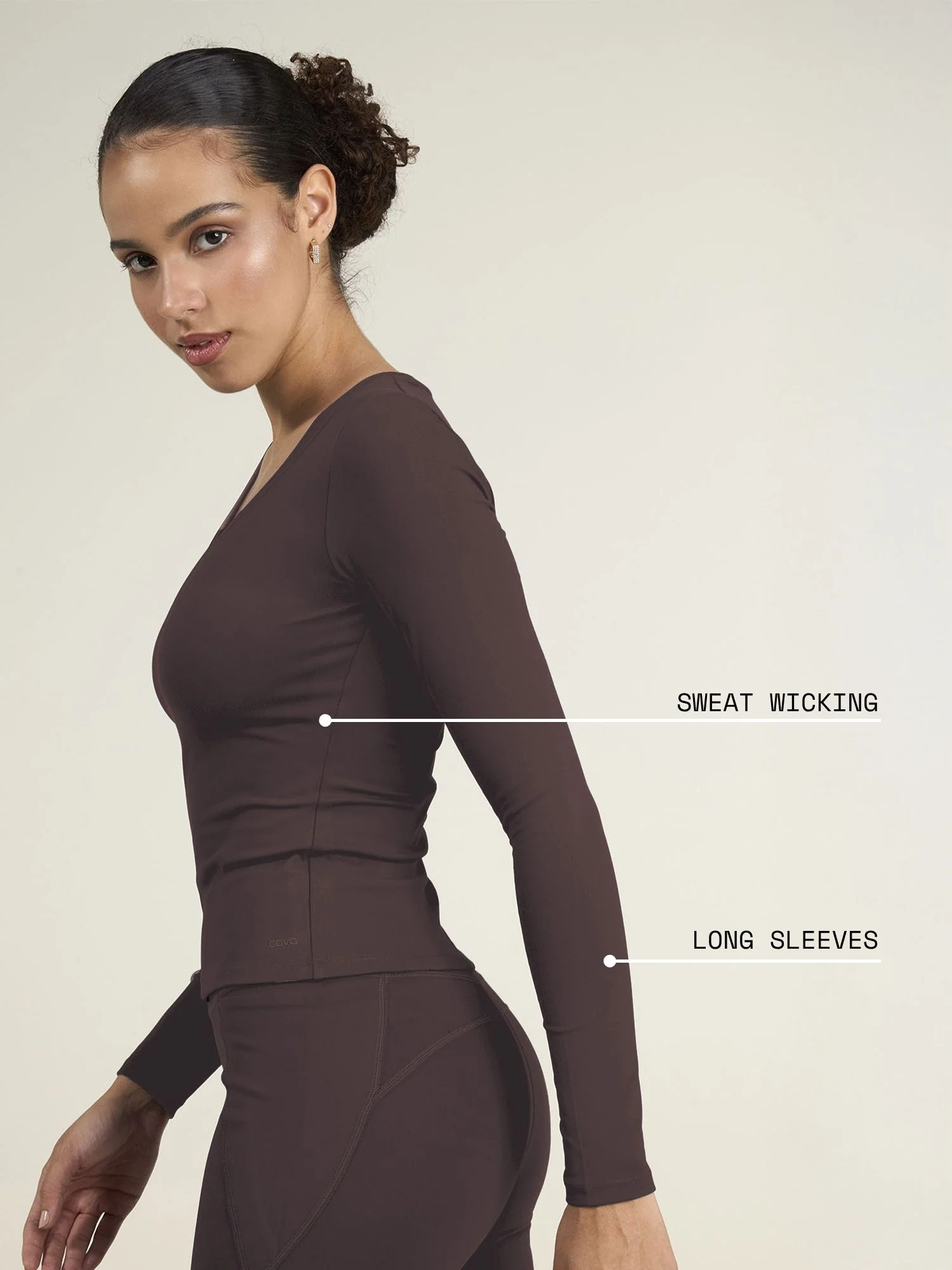 Brown Sculpt V-Neck Top - Image 4