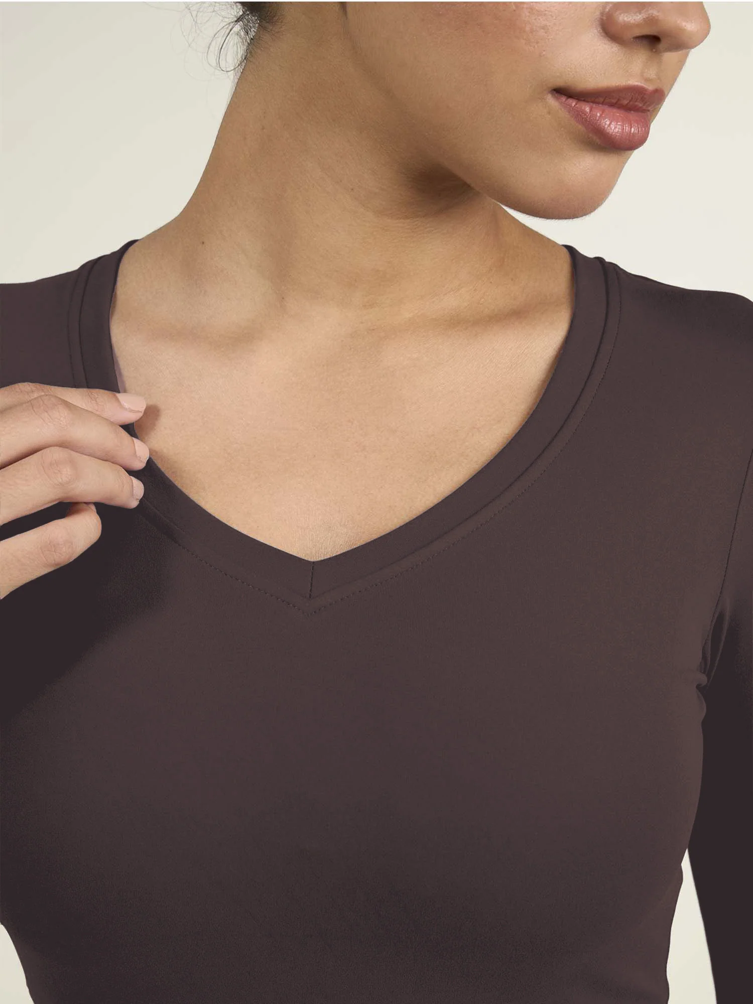 Brown Sculpt V-Neck Top - Image 5