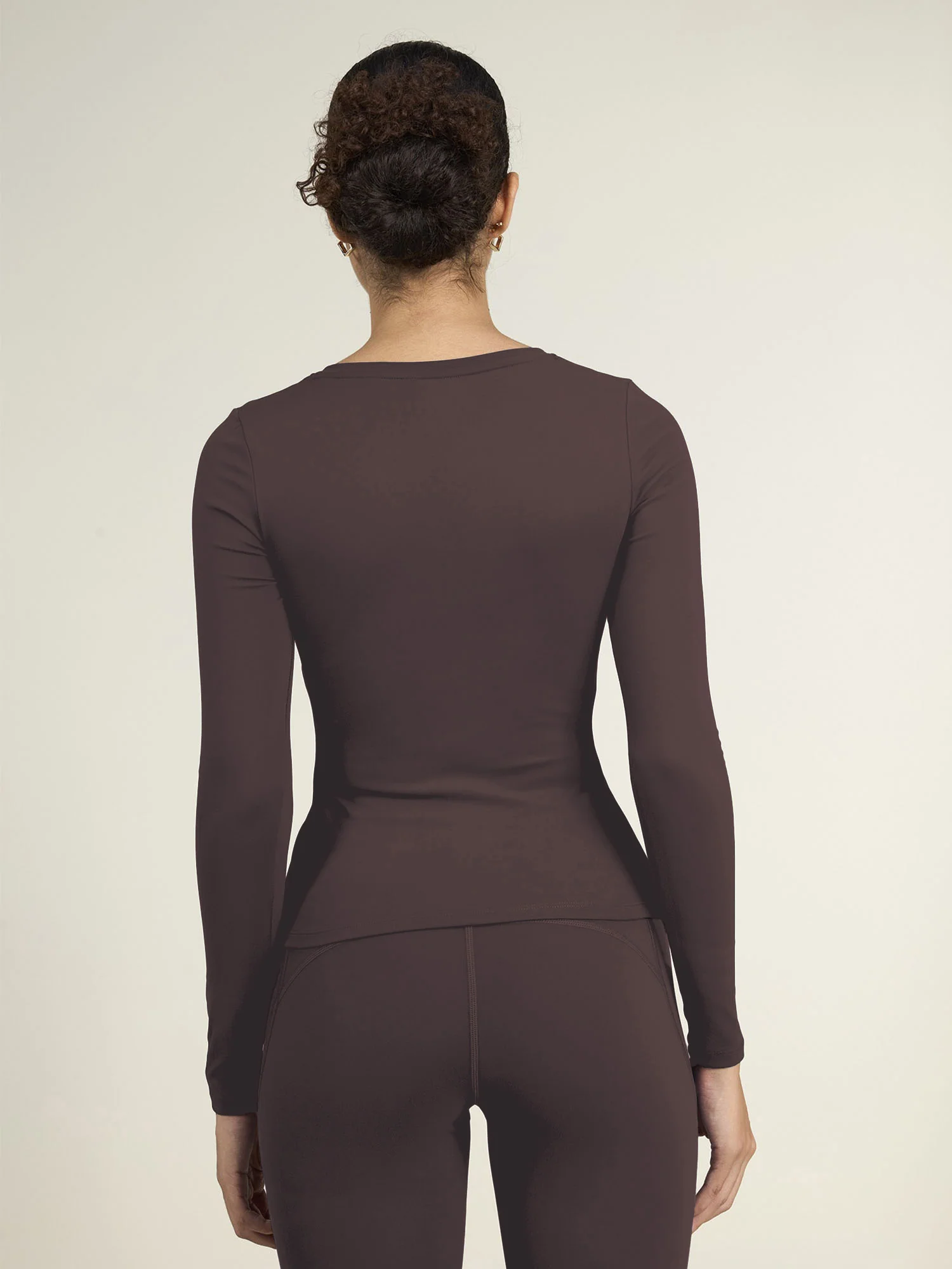 Brown Sculpt V-Neck Top - Image 6