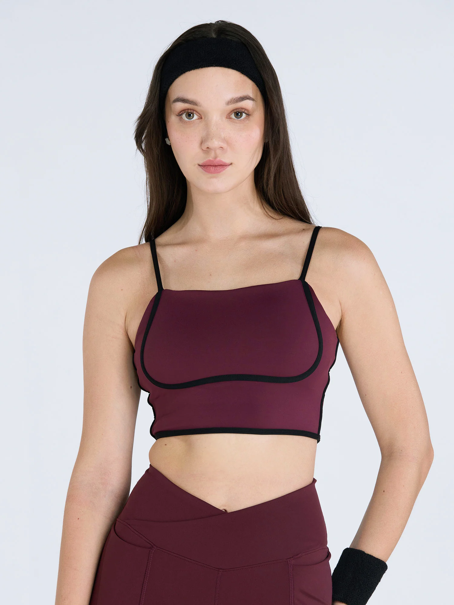 Burgundy Contrast Trim Top