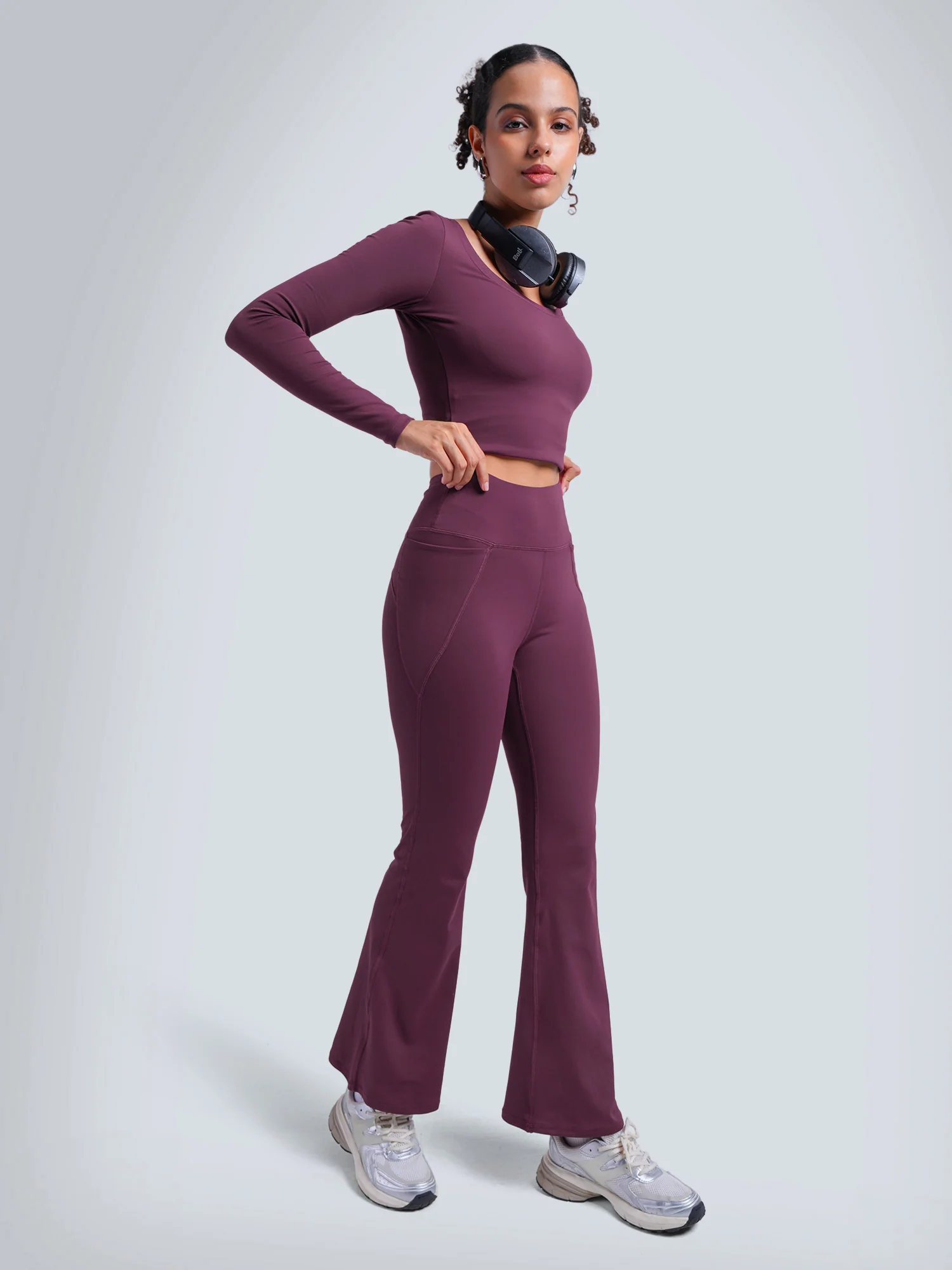 Burgundy Petite Sculpt Bootcut Leggings - Image 2