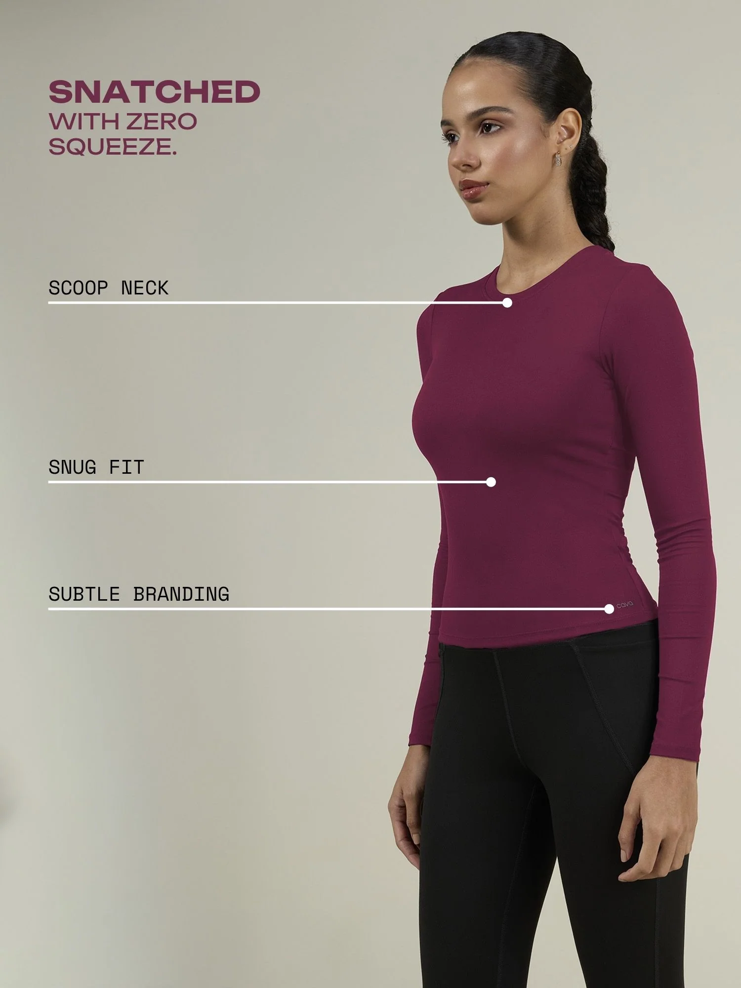 Burgundy Sculpt Crew Top - Image 3