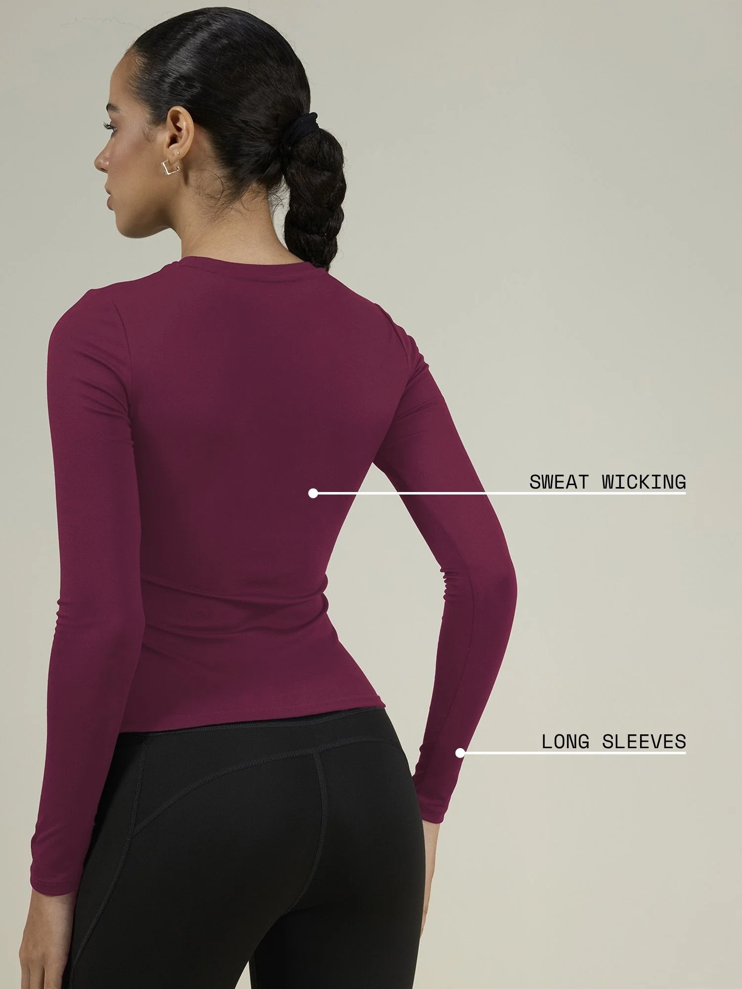 Burgundy Sculpt Crew Top - Image 4