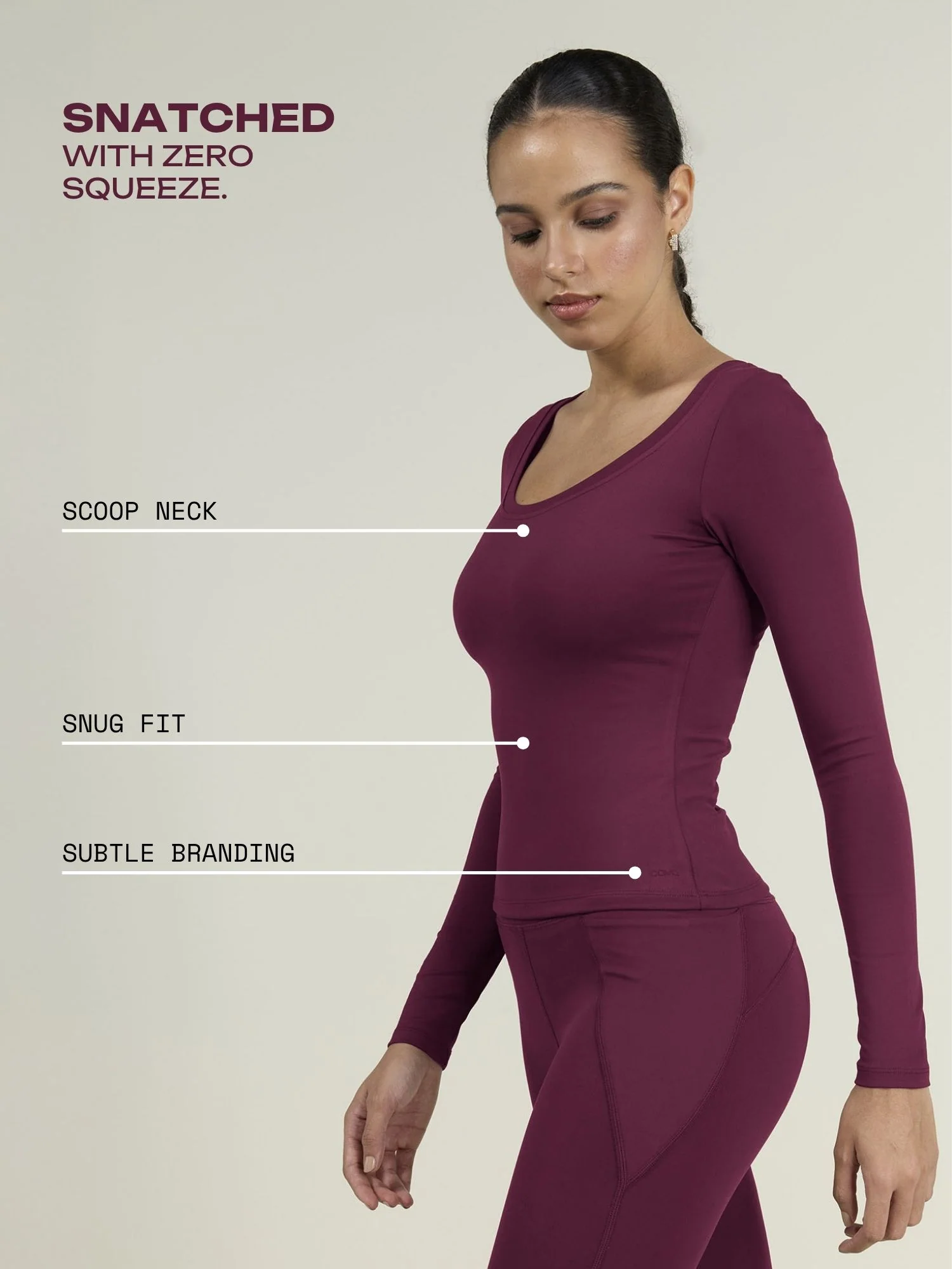 Burgundy Sculpt Scoop Top - Image 3