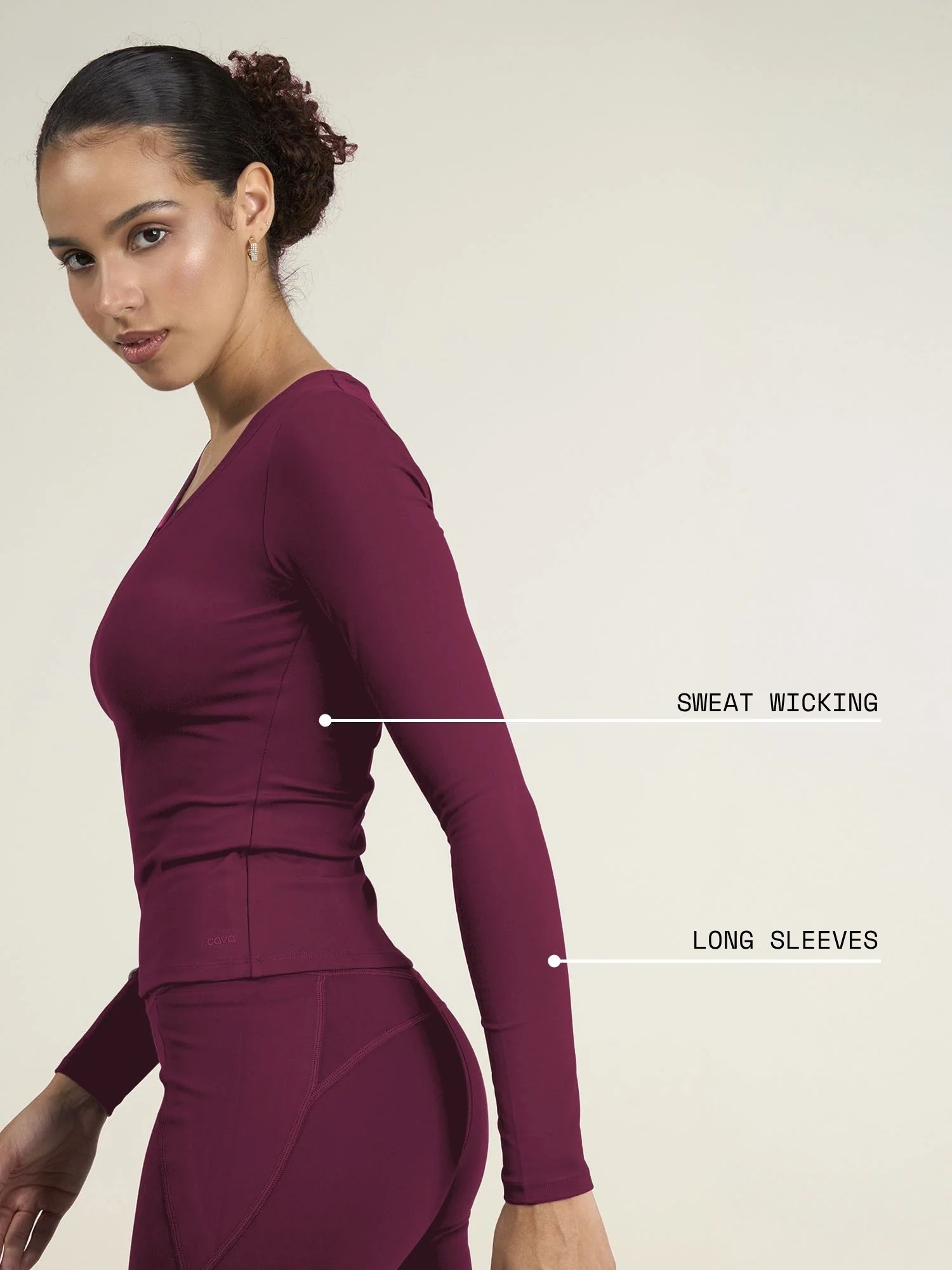Burgundy Sculpt V-Neck Top - Image 4