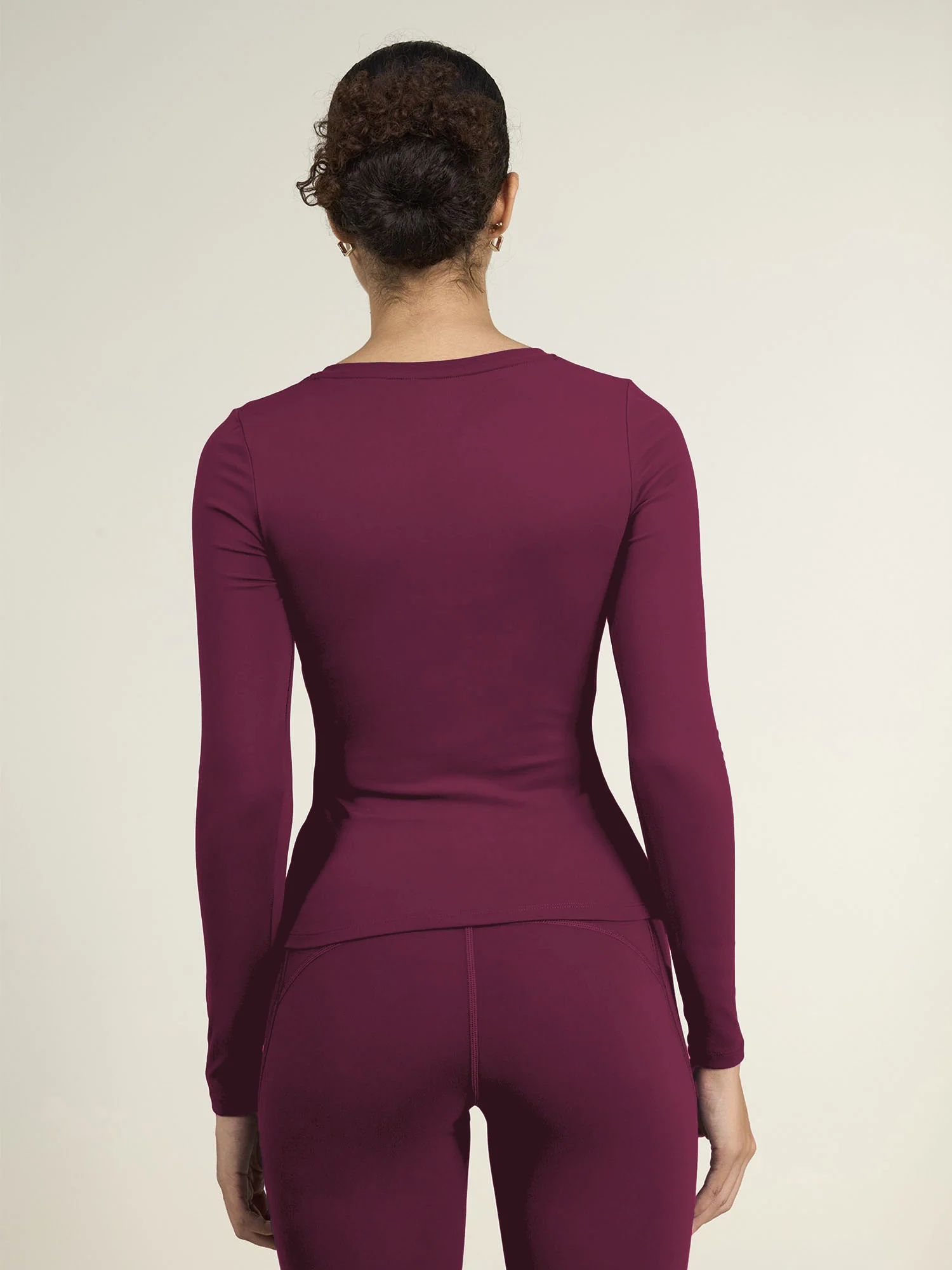 Burgundy Sculpt V-Neck Top - Image 5
