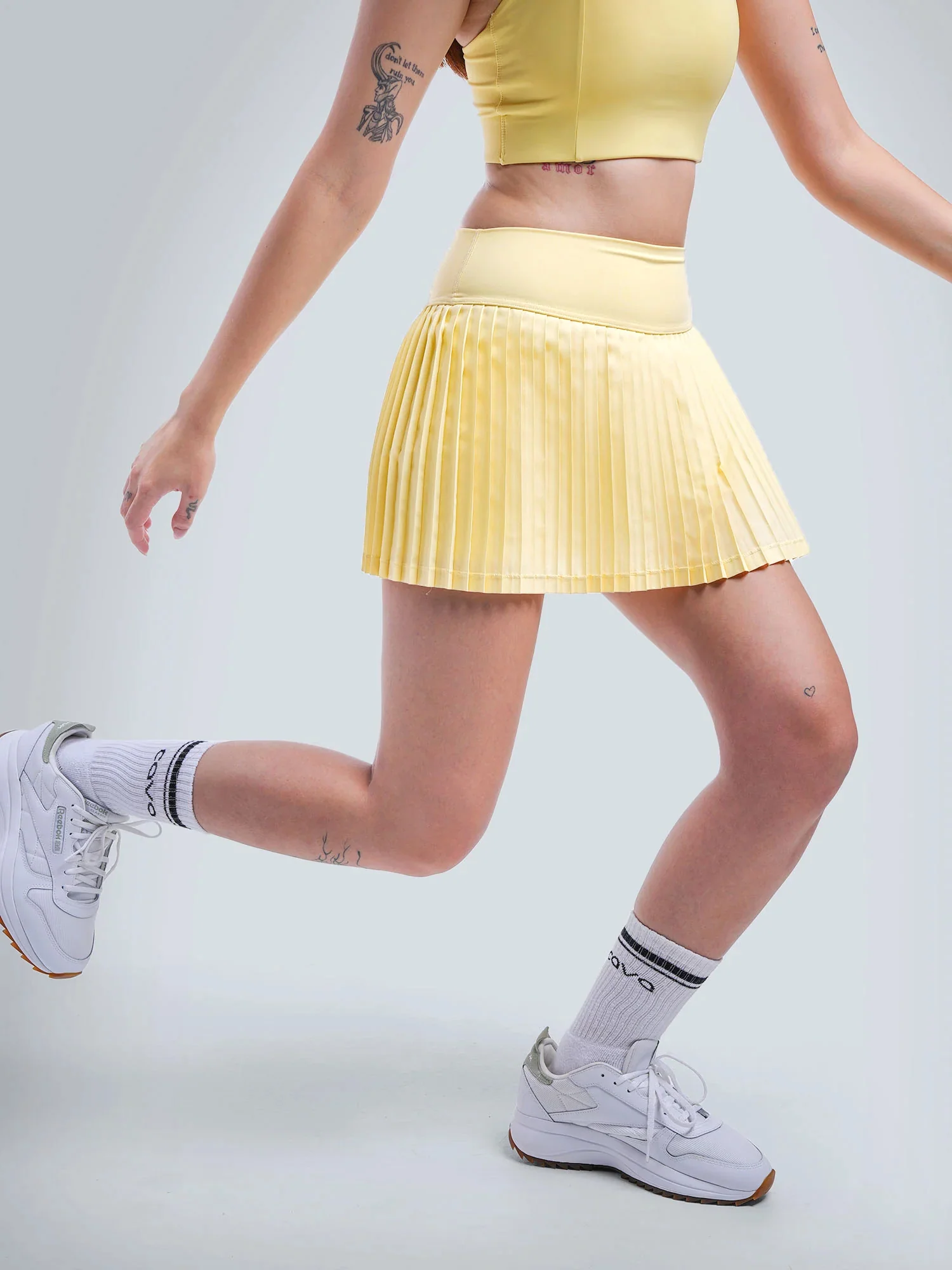 Butter Yellow Plie Pleated Skort - Image 5