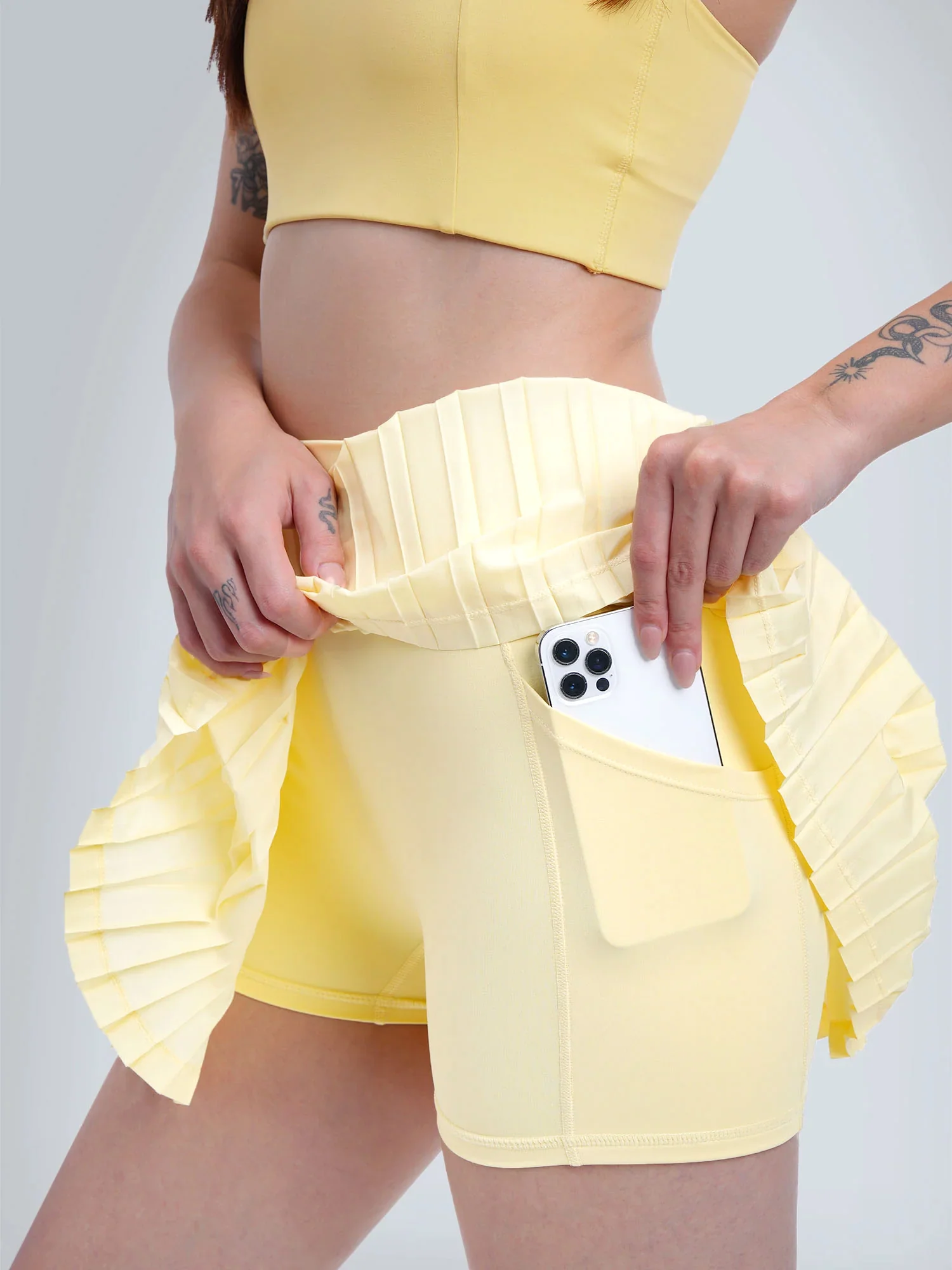 Butter Yellow Plie Pleated Skort - Image 7