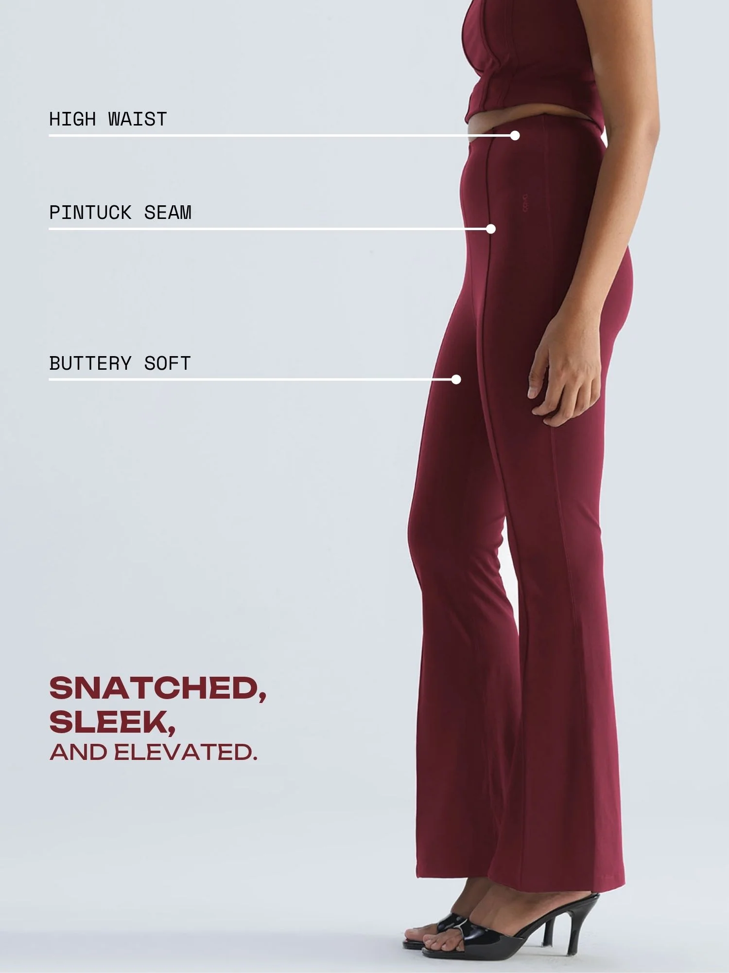 Cherry Pintuck Flared Pants - Image 3