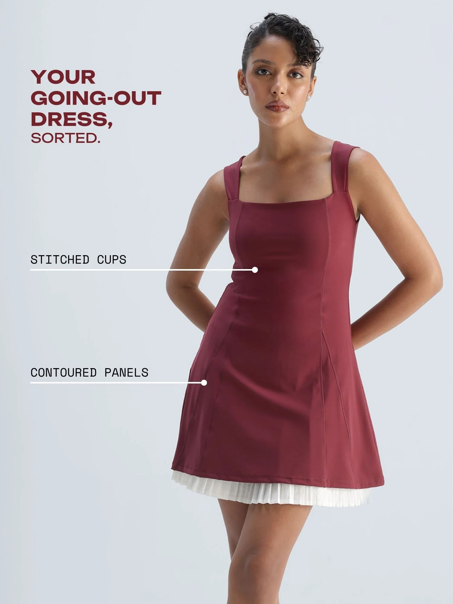 Cherry Pleated Mini Dress - Image 3