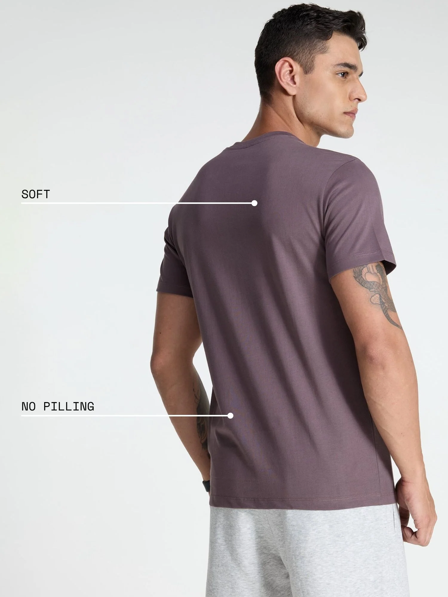 Dusky Purple Supima V Neck T-shirt - Regular Fit - Image 4