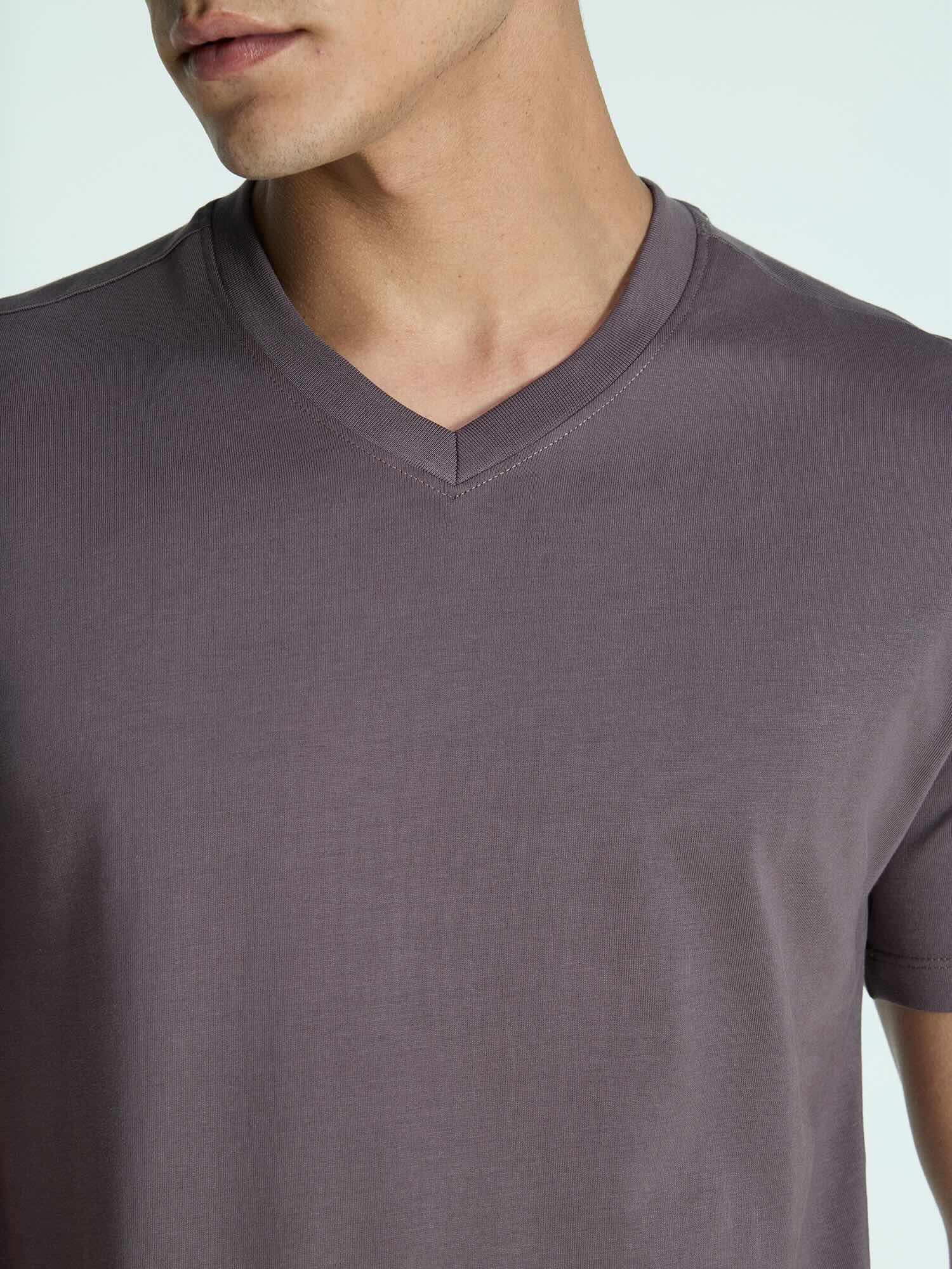 Dusky Purple Supima V Neck T-shirt - Regular Fit - Image 6