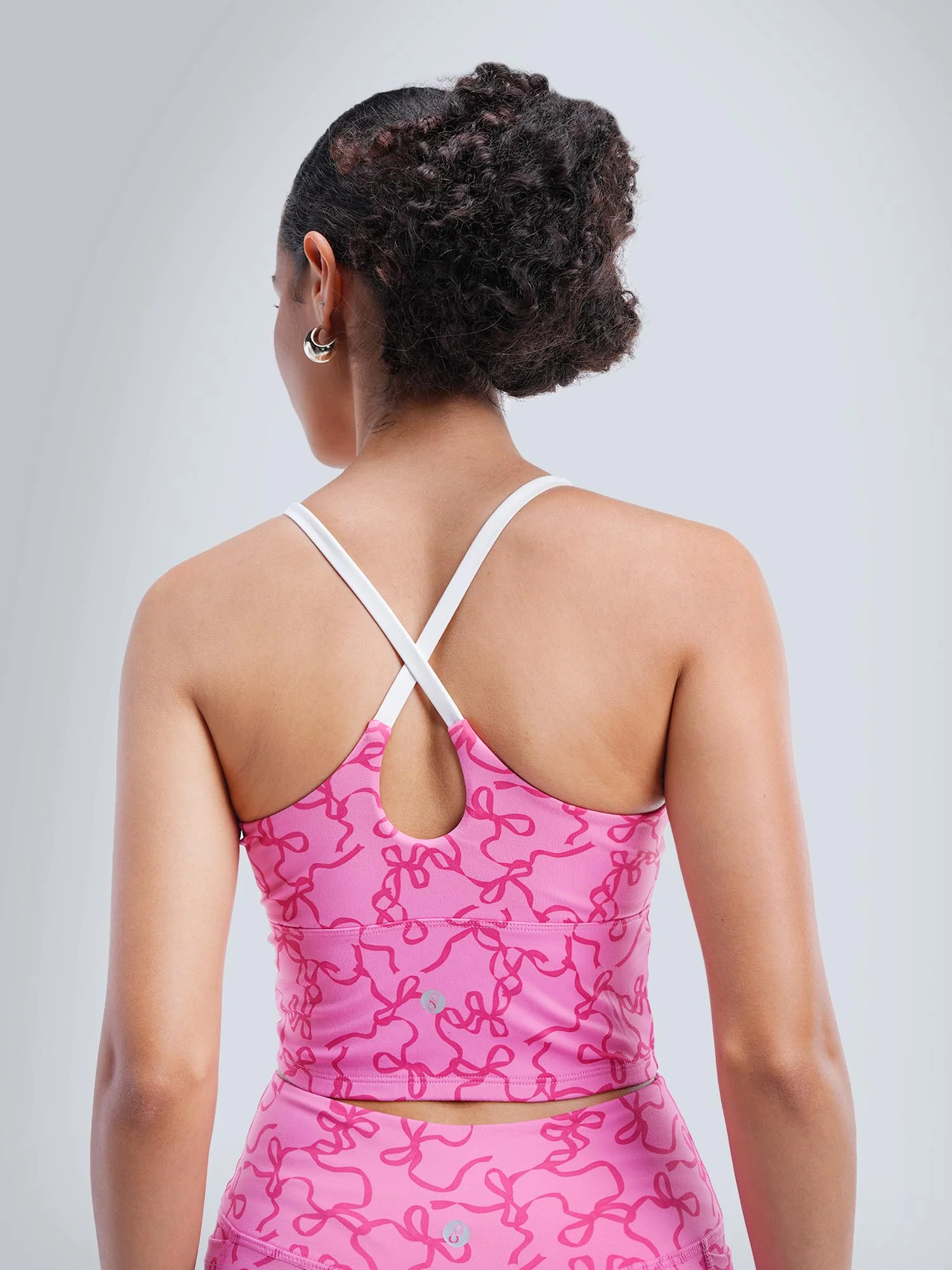 Fuchsia Bow Cross Back Sports Bra
