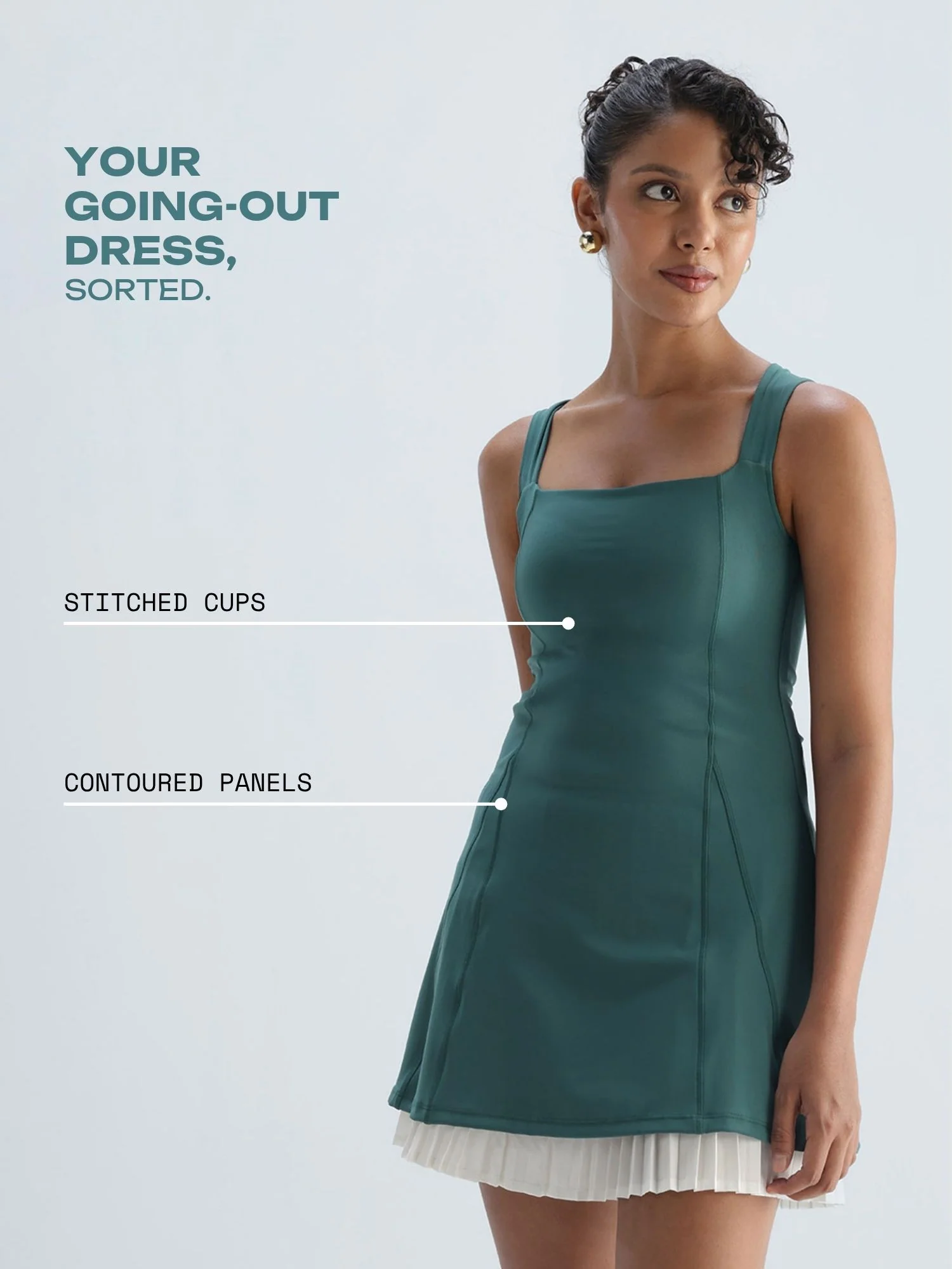 Green Pleated Mini Dress - Image 3