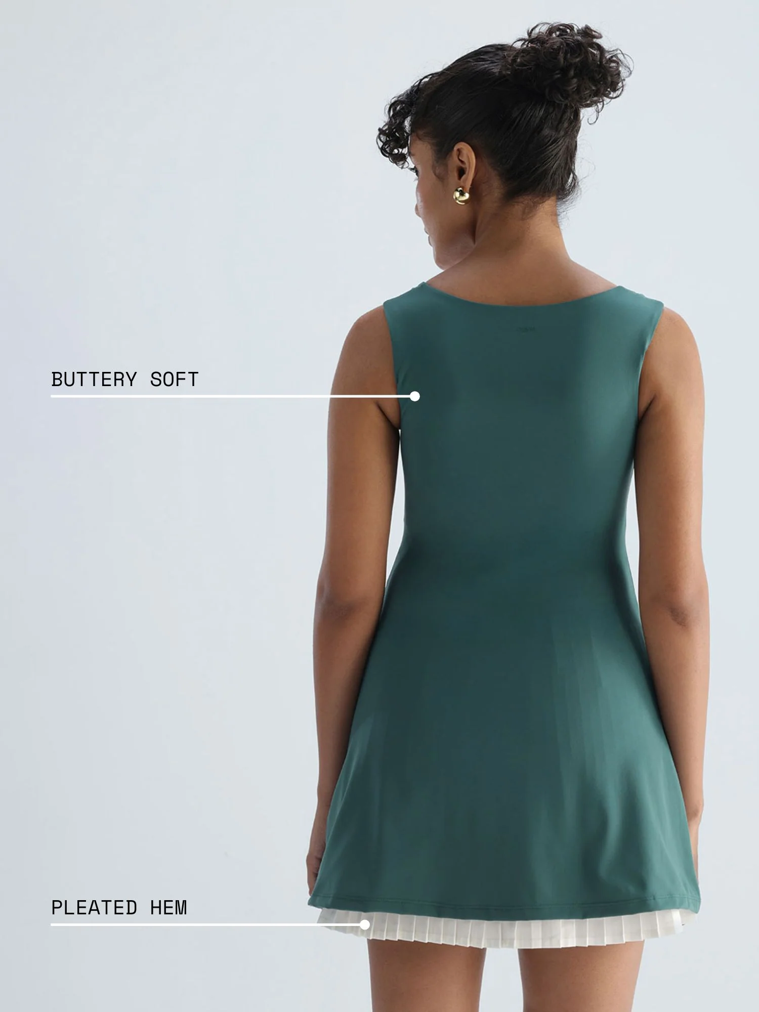 Green Pleated Mini Dress - Image 4