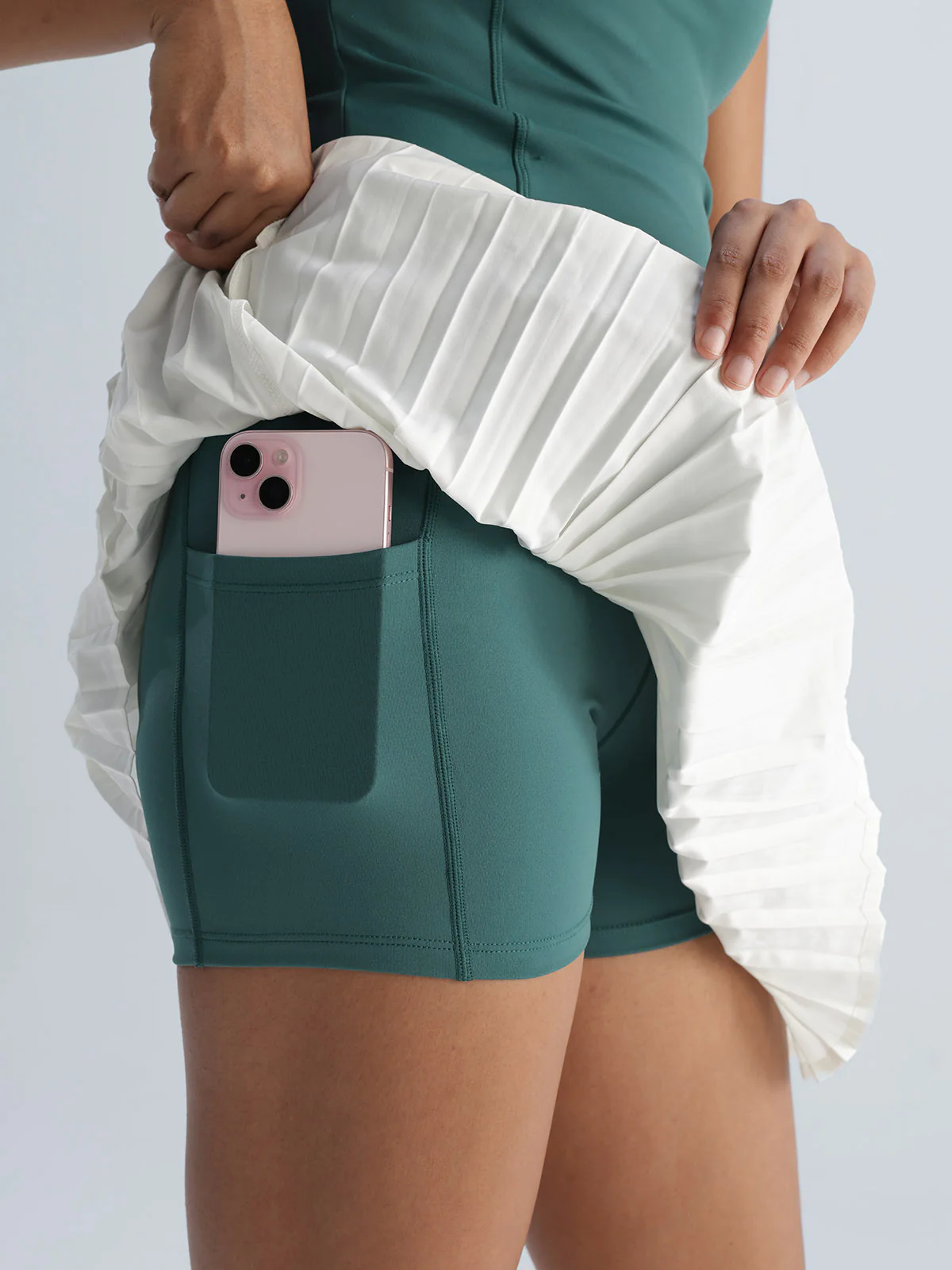 Green Pleated Mini Dress - Image 6