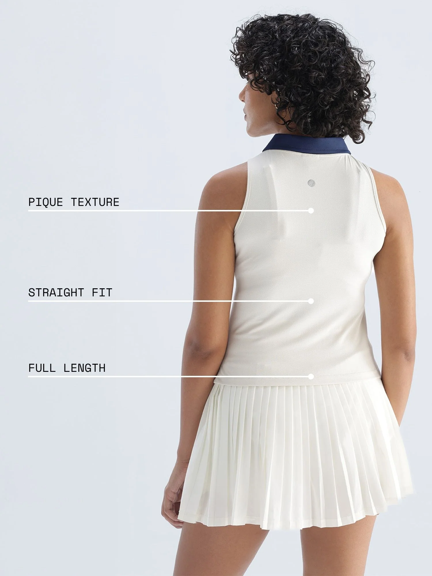 Ivory Contrast Techpique Sleeveless Polo - Image 4