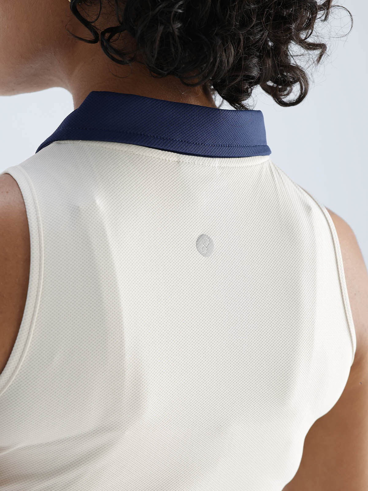 Ivory Contrast Techpique Sleeveless Polo - Image 7