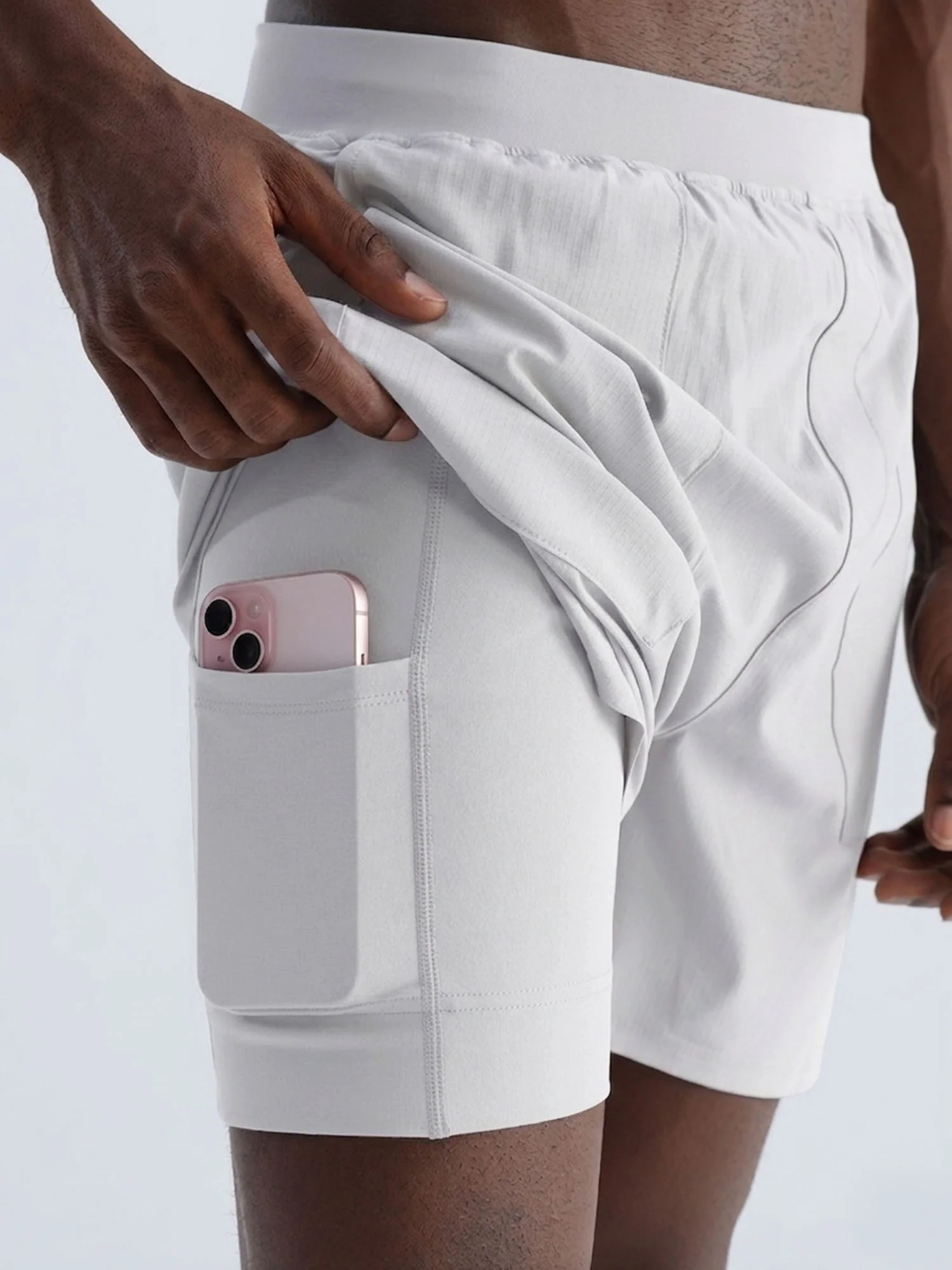 Light Grey 5" Double Layer Rift Shorts - Image 6