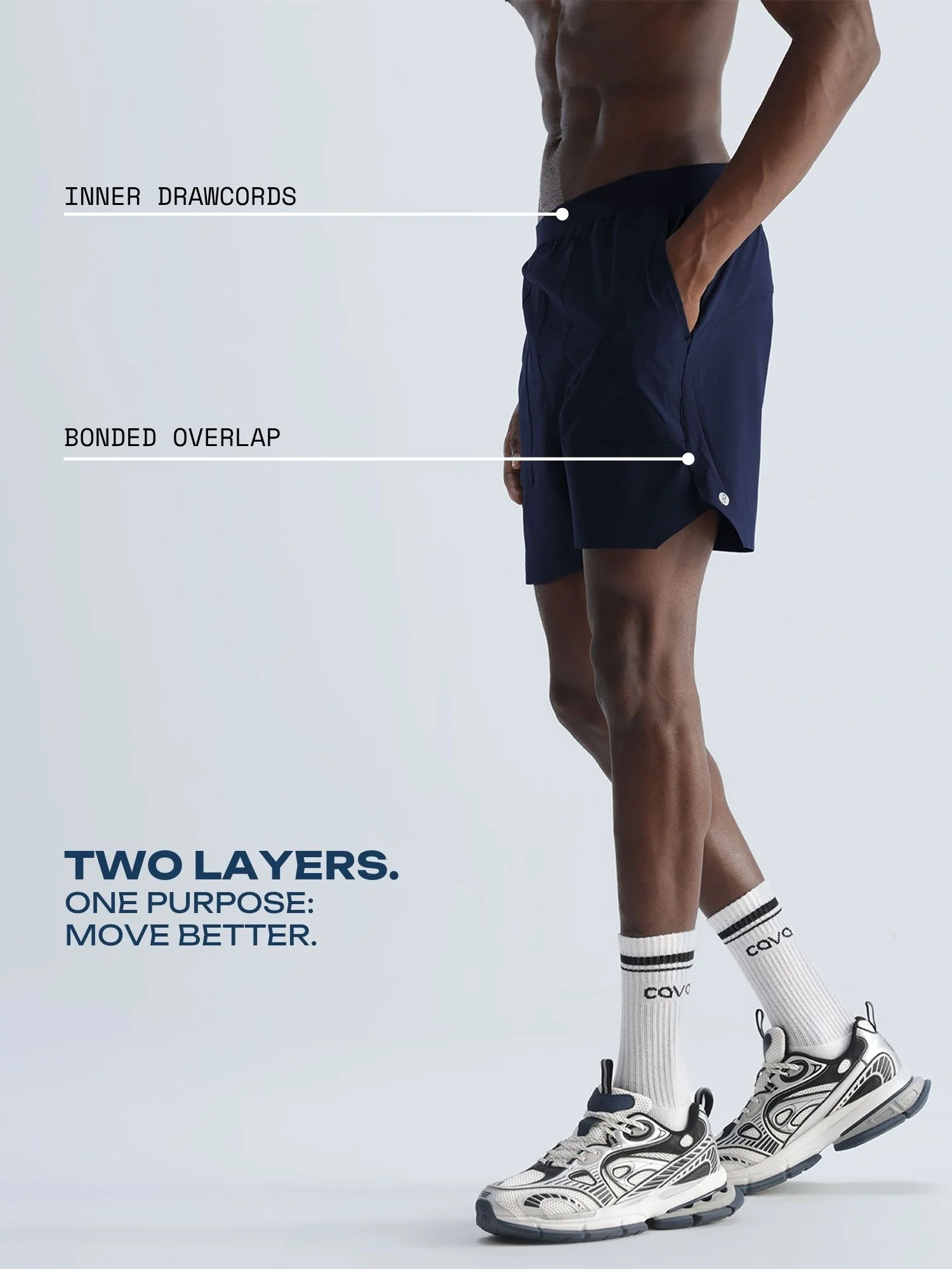 Navy 5" Double Layer Rift Shorts - Image 3