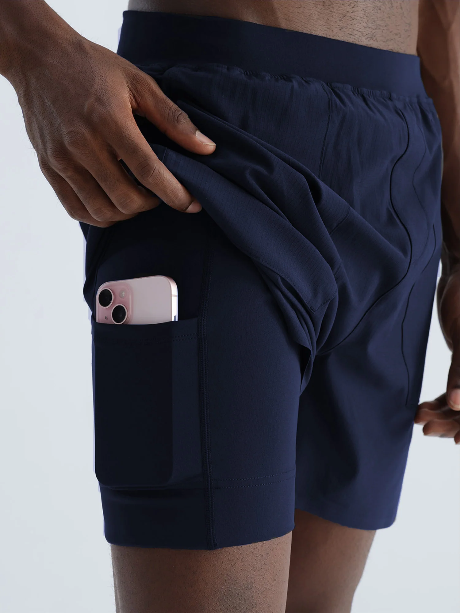 Navy 5" Double Layer Rift Shorts - Image 6