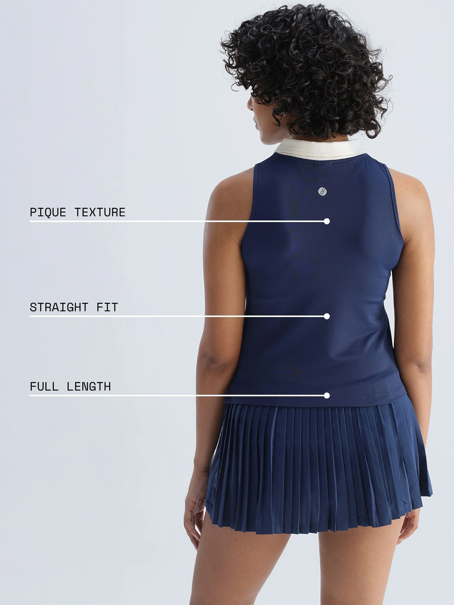 Navy Contrast Techpique Sleeveless Polo - Image 4
