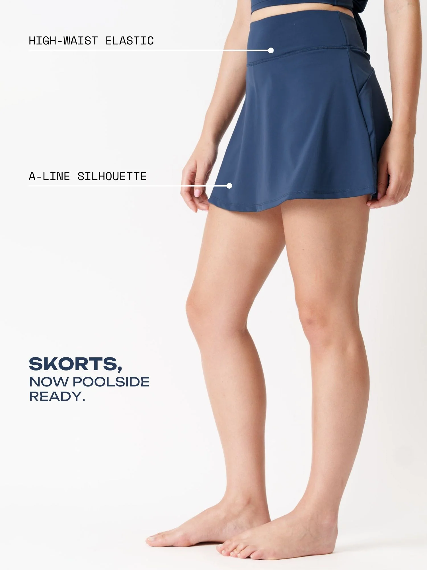 Navy Ripple Swim Skorts - Image 3