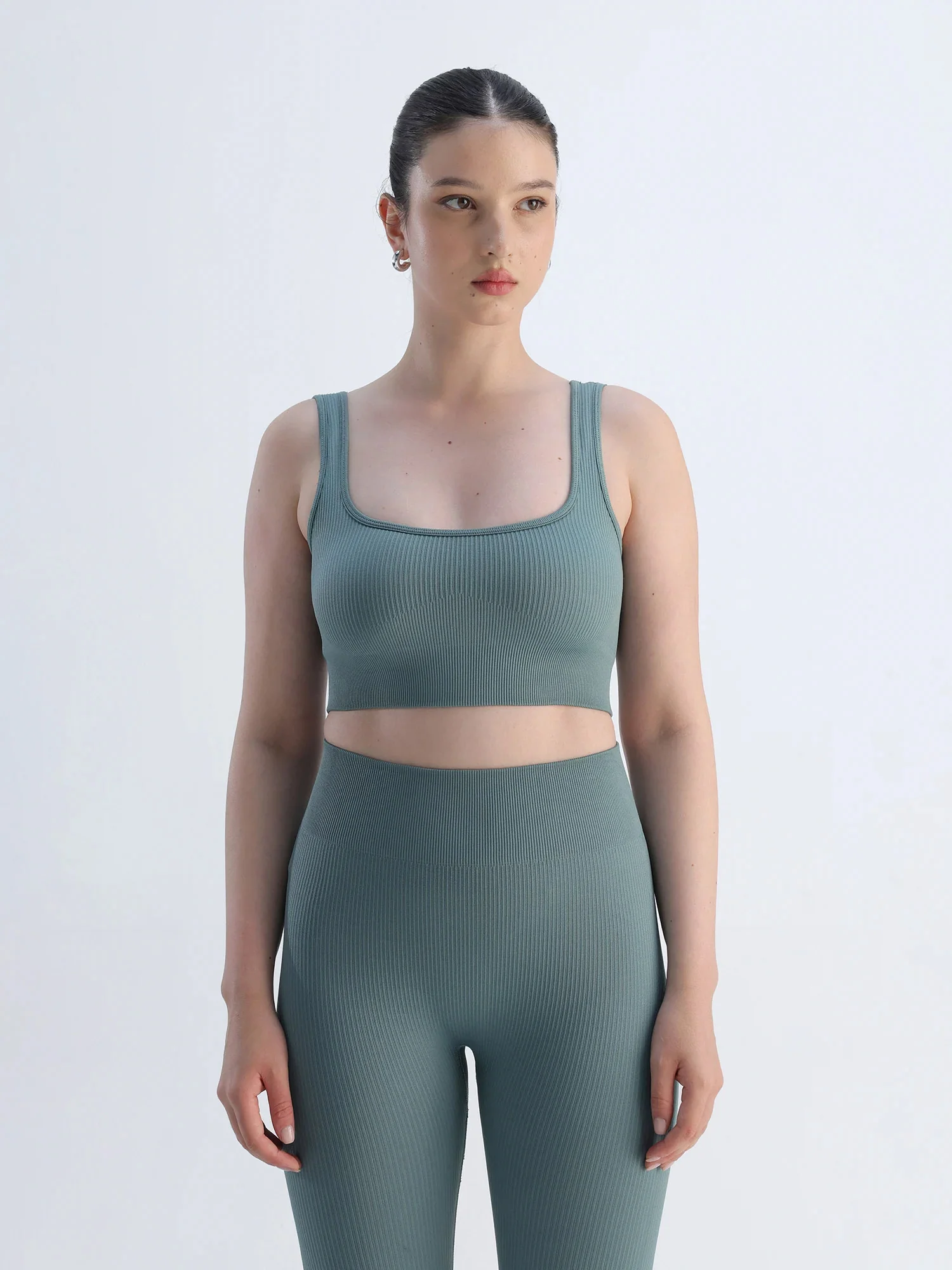 Slate Blue Contoured Seamless Sports Bra - Image 5