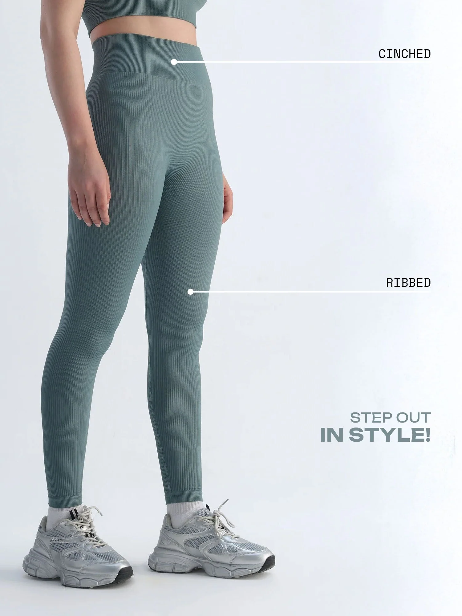 Slate Blue Seamless Cinched Leggings - Image 3