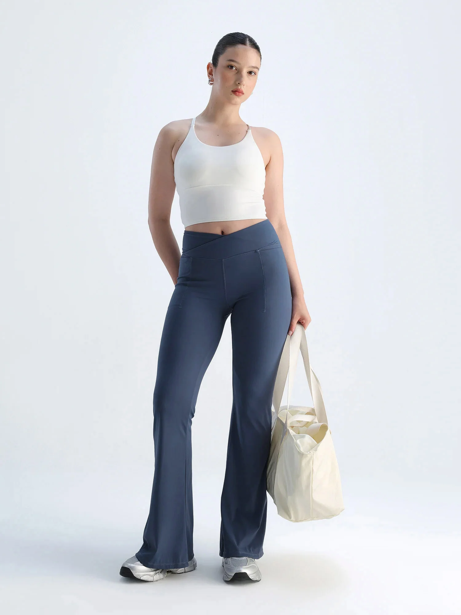 Steel Blue  Hourglass Flared Leggings - Image 2
