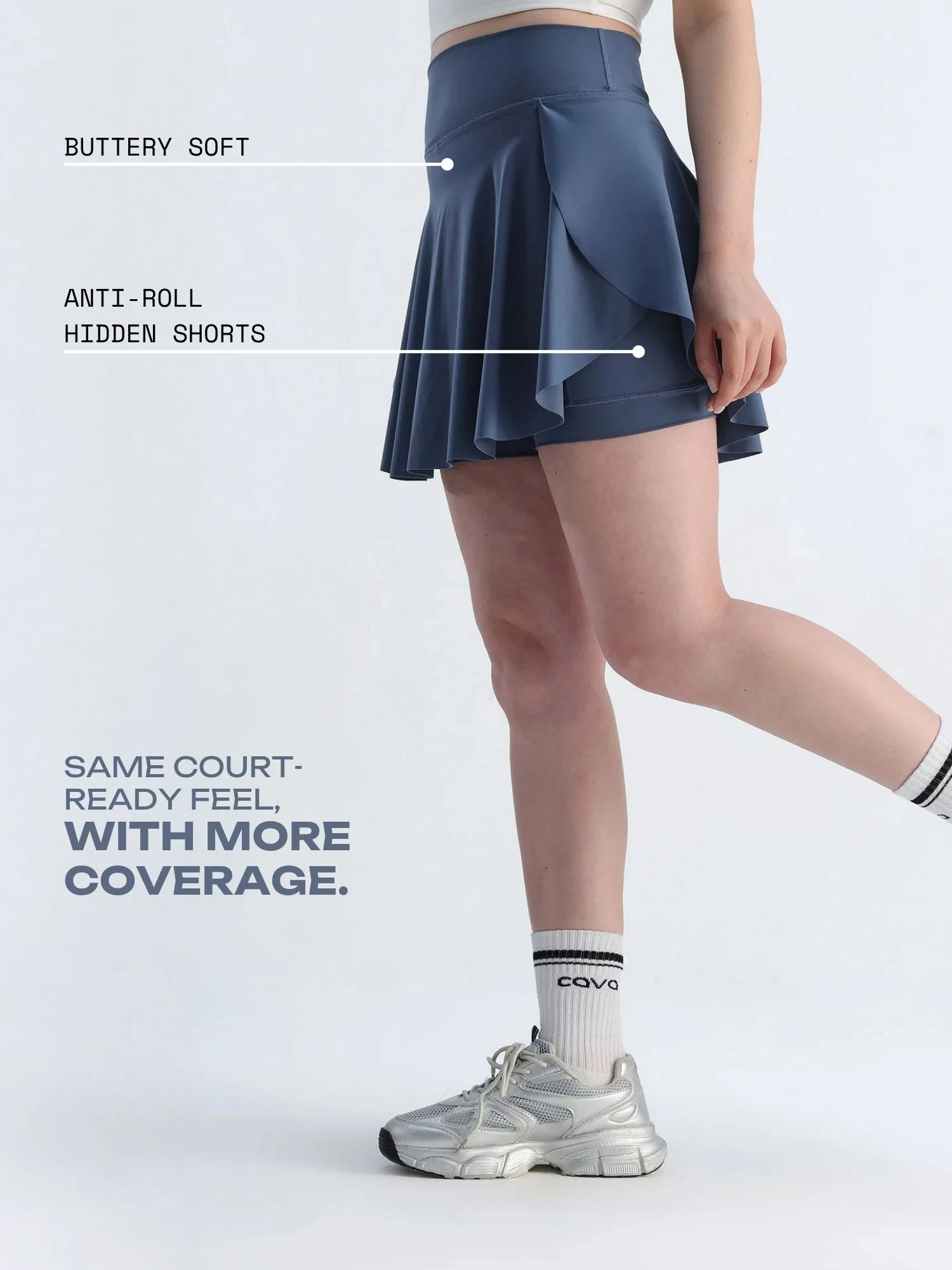 Steel Blue Swirl Tennis Skorts - Longer - Image 4