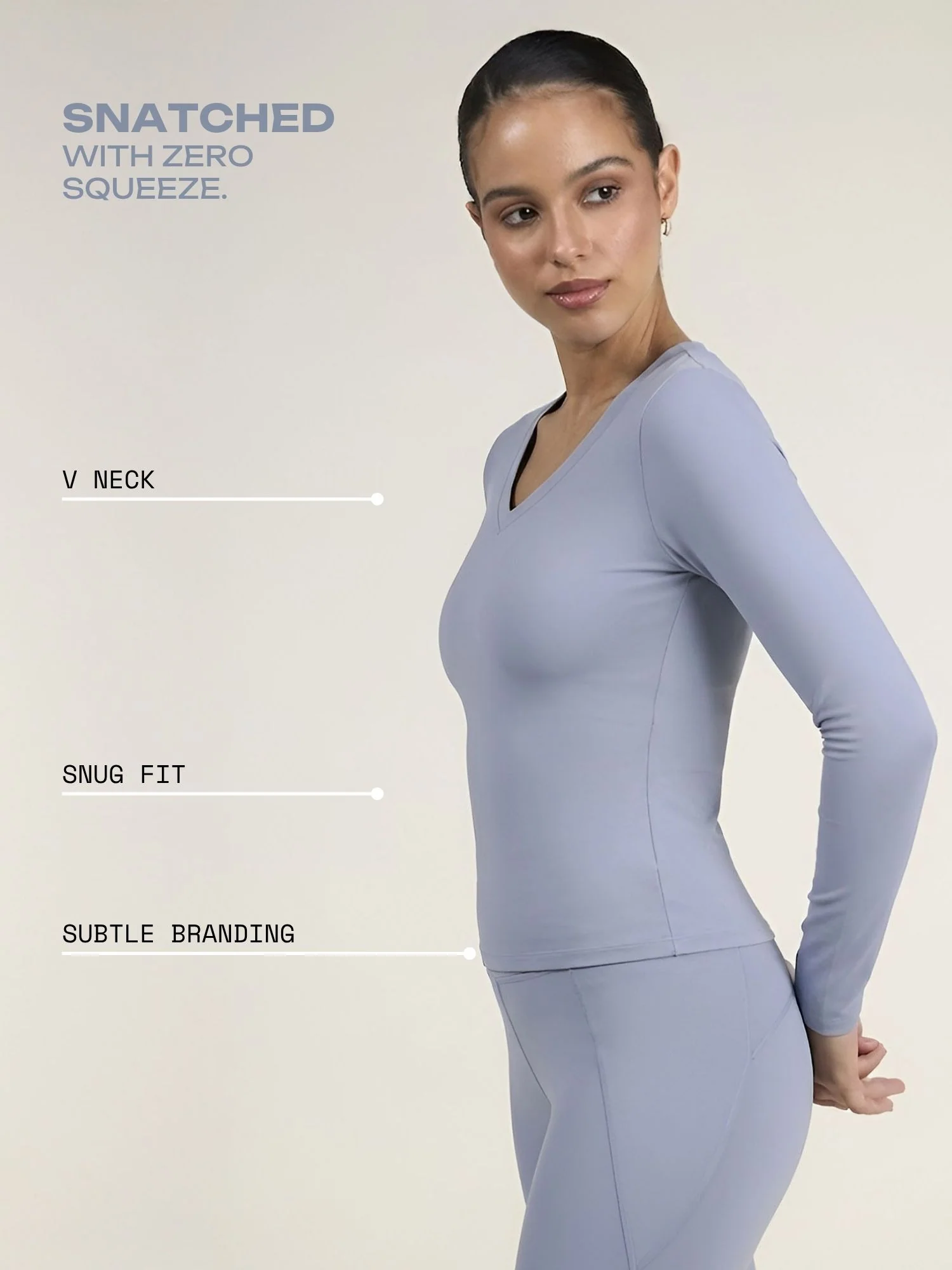 Storm Blue Sculpt V-Neck Top - Image 3