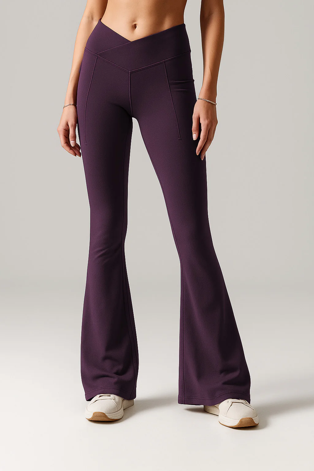 Wine Hourglass Flared Leggings - Image 26