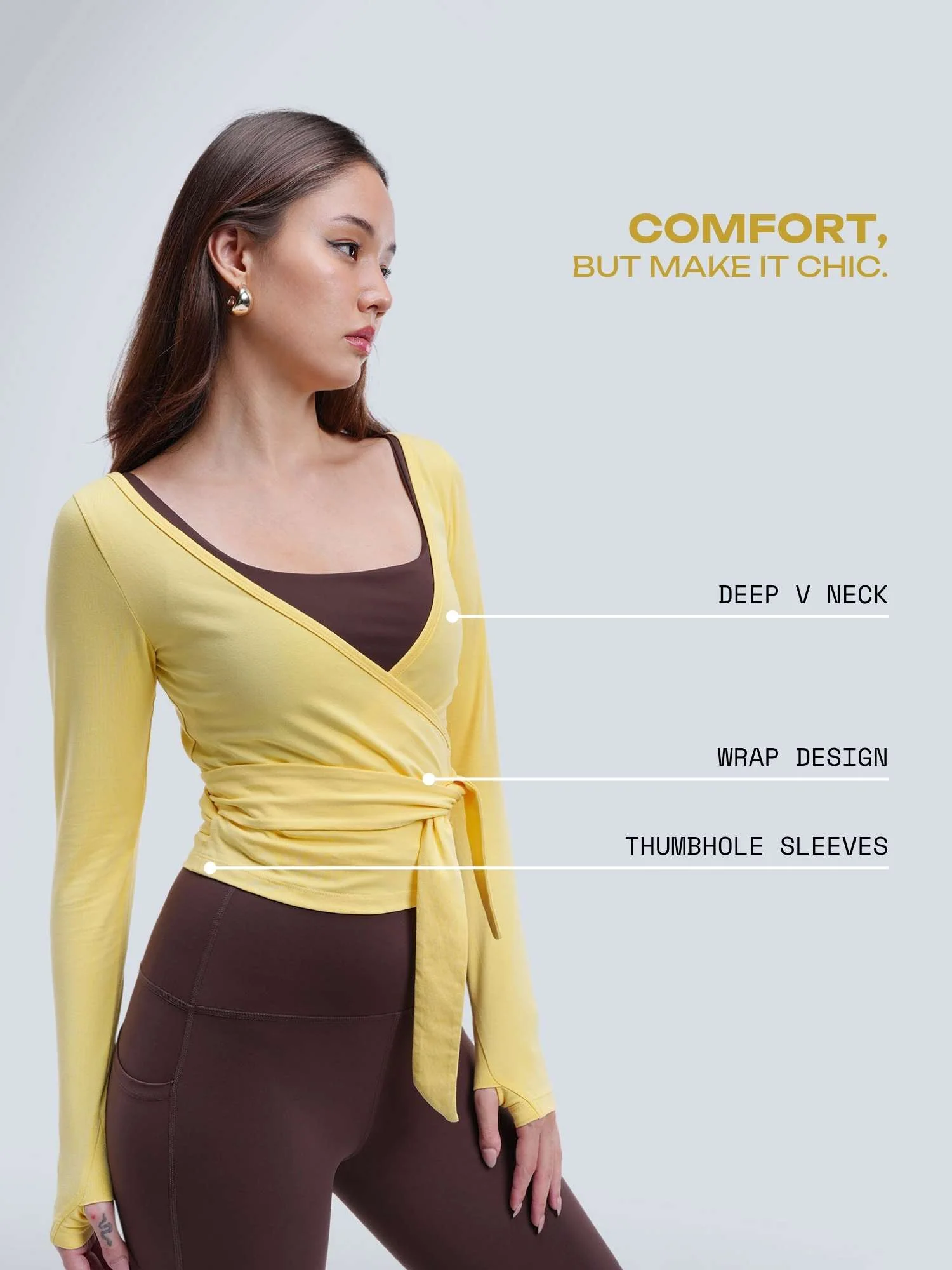 Yellow Cotton Wrap Top - Image 3